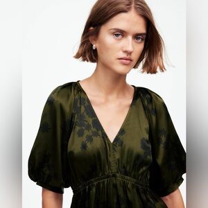 Madewell Olive Green Floral Blouse